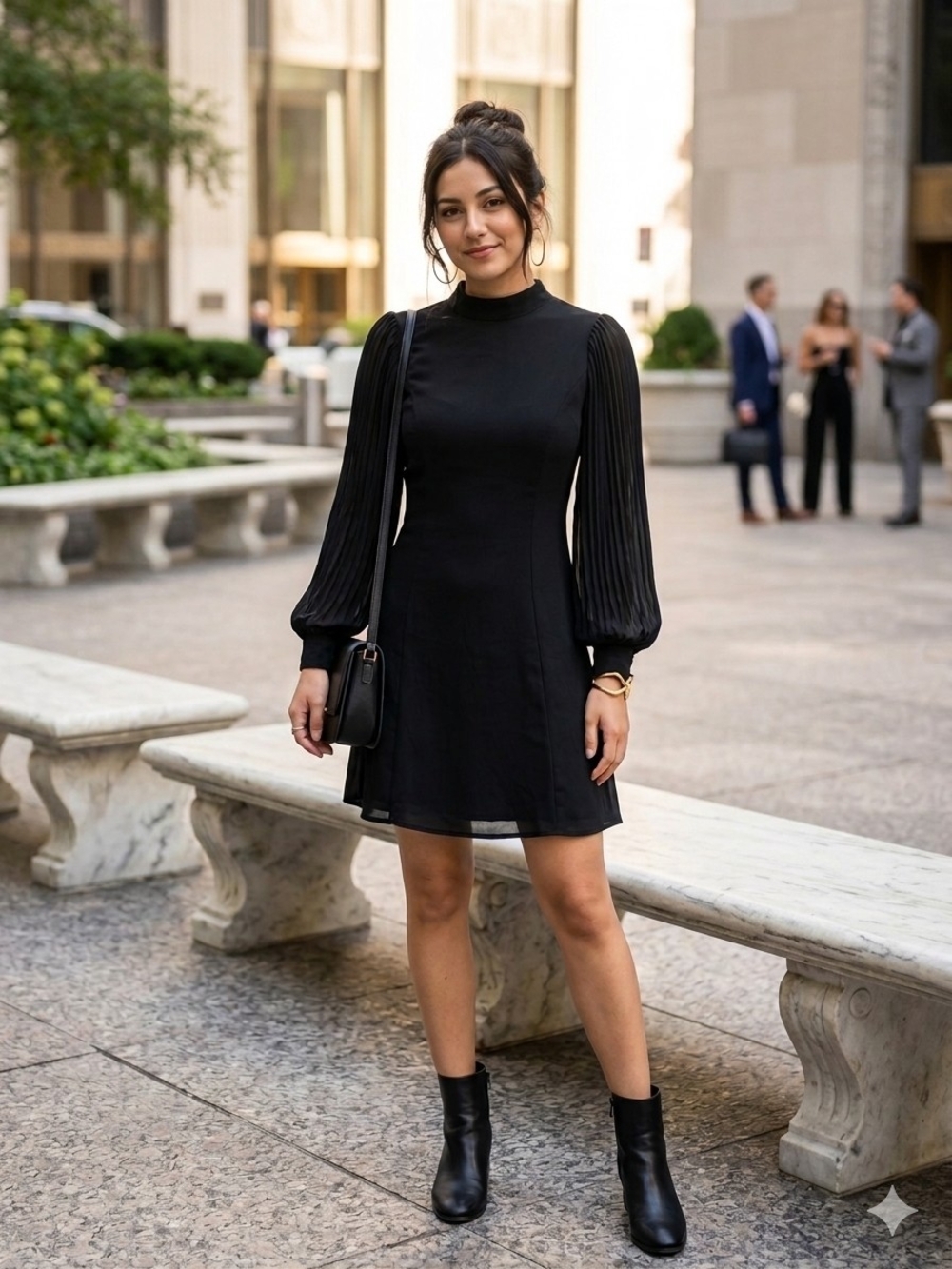 ​🖤 NWT_ RIHOAS Black Mock Neck Mini Dress 🖤